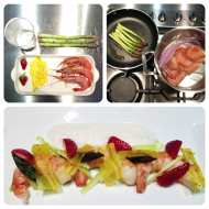 gamberi asparagi mangochili caffè